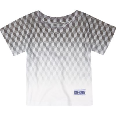 Mini boys grey geometric print t-shirt